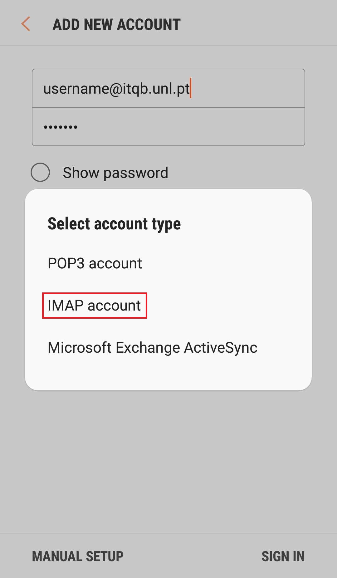 Samsung Email (Android) - IMAP — SI/ITS