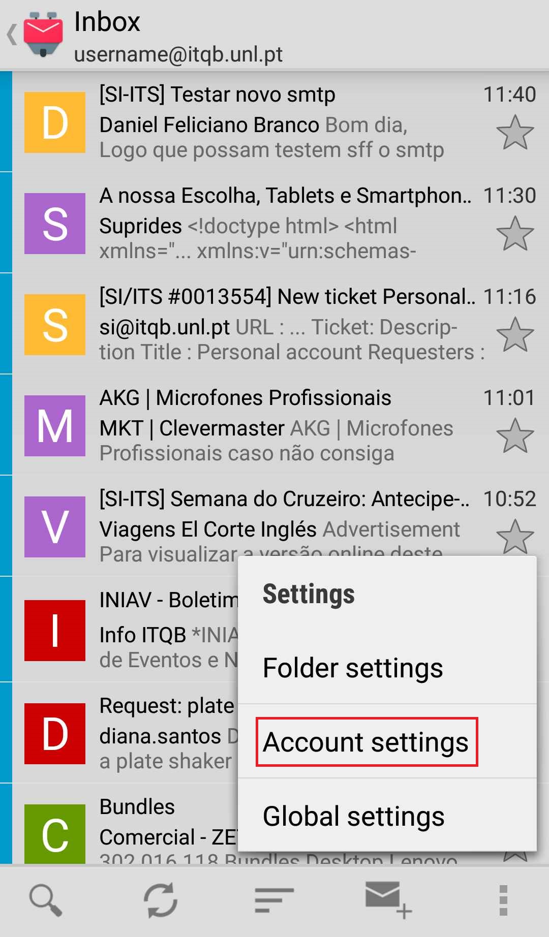 K-9 Mail (Android) IMAP - Advanced Settings —